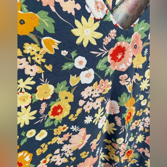 LOFT Floral Dress Stretch Feminine Ruffle Sz XL - Picture 7 of 7